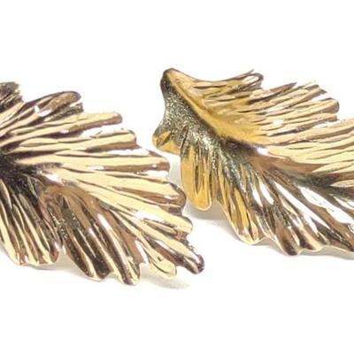 Sale Photo Thumbnail #446: 14K Yellow Gold Leaf Shaped Earrings