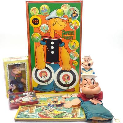 Sale Photo Thumbnail #614: 6 Vintage Popeye Toys & Games