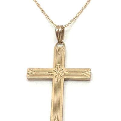 Sale Photo Thumbnail #305: 10K Yellow Gold Cross Necklace Pendant & Chain 18"