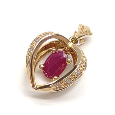 Sale Photo Thumbnail #269: 14K Gold Ruby & Diamond Drop Pendant