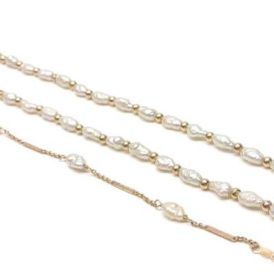Sale Photo Thumbnail #416: 14K Gold Freshwater Pearl Necklace & Bracelet