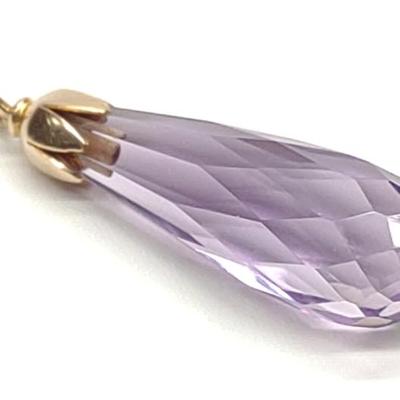Sale Photo Thumbnail #398: 10K Yellow Gold Briolette Cut Amethyst Pendant