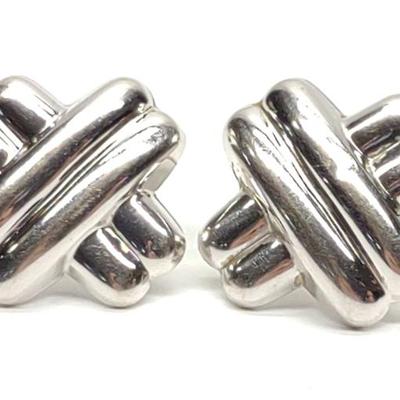 Sale Photo Thumbnail #131: 14K White Gold Puffy X Knot Cross Earrings