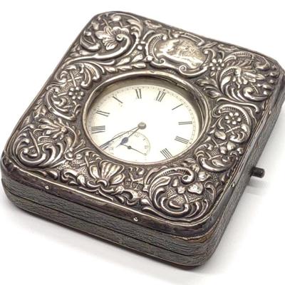 Sale Photo Thumbnail #71: 1887 Sterling Silver Pocket Watch & Sterling Case