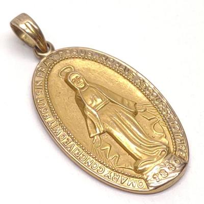 Sale Photo Thumbnail #302: 10K Gold Virgin Mary Miraculous Medal Pendant
