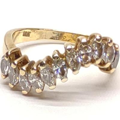 Sale Photo Thumbnail #12: 18K Gold Marquise Diamond 1.32 ctw Ring (sz 6.25)