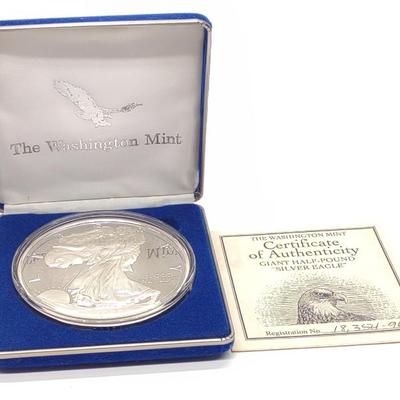 Sale Photo Thumbnail #40: 8 ozt .999 Silver Half Pound Washington Mint Eagle