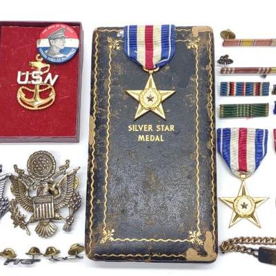 Sale Photo Thumbnail #243: (26) WWII US Military Insignia Medals & Pins