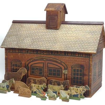 Sale Photo Thumbnail #271: Converse Red Robin Farm Litho Wood Toy Stable Set