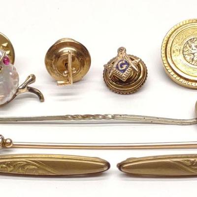 Sale Photo Thumbnail #449: (8) 14K & 10K Gold Pins & Stickpins