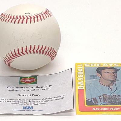 Sale Photo Thumbnail #554: Gaylord Perry Giants Autographed Baseball w/ COA