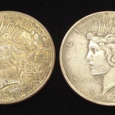 Sale Photo Thumbnail #67: (2) Peace Dollar US Coins (1924 & 1928 S)