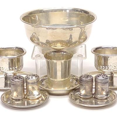 Sale Photo Thumbnail #78: 13 pc Sterling Silver Bowl, Cup, Shakers & Trays