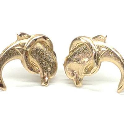 Sale Photo Thumbnail #467: 14K Yellow Gold Dolphin Post Earrings