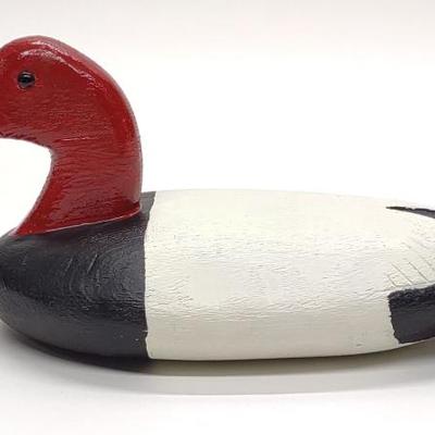 Sale Photo Thumbnail #315: Carved Canvasback Drake Duck Decoy (Branded VT)