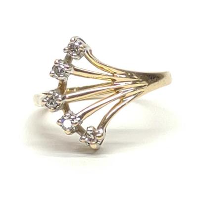 Sale Photo Thumbnail #137: 14K Gold & Diamond Fan Cocktail Ring (sz 6.25)