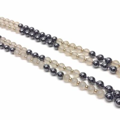 Sale Photo Thumbnail #422: 14K Gold Hematite & Quartz Beaded Necklace 35.5" L
