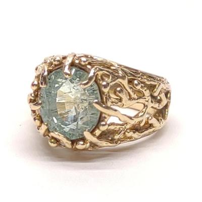 Sale Photo Thumbnail #37: 14K Gold & Green Beryl Freeform Ring (sz 3.5)