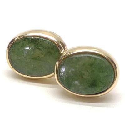 Sale Photo Thumbnail #401: 14K Yellow Gold & Jade Stud Earrings