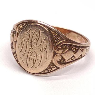 Sale Photo Thumbnail #144: Vintage 10K Gold Signet Ring (sz 7.5)