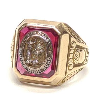 Sale Photo Thumbnail #266: 1955 10K Gold Upper Darby Class Ring (sz 6.5)