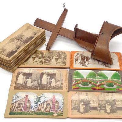 Sale Photo Thumbnail #649: Antique Stereoscope Viewer & 47 Stereograph Cards