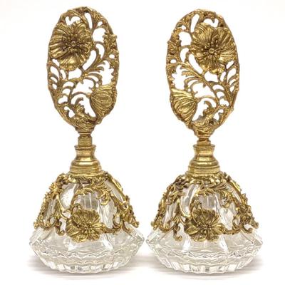 Sale Photo Thumbnail #593: Pr of Hollywood Regency Filigree Perfume Bottles