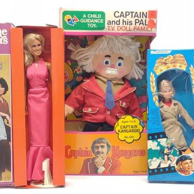 Sale Photo Thumbnail #648: (3) 1970s TV Show Character Doll Figures w/ Boxes
