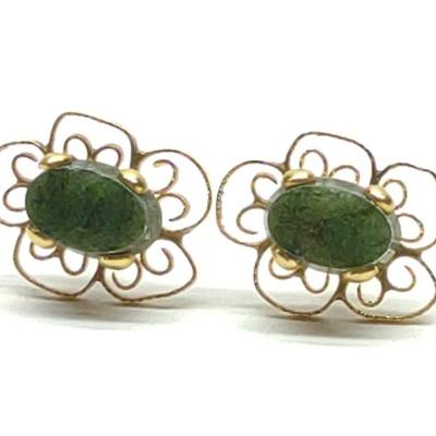 Sale Photo Thumbnail #404: 14K Gold Filigree Quartzite Stud Earrings