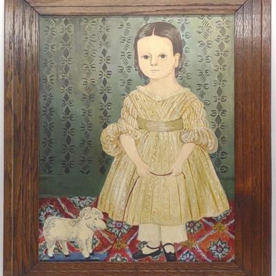 Sale Photo Thumbnail #64: Jeanne Davies (b. 1936) Oil on Canvas Girl & Toy