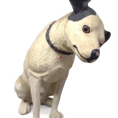 Sale Photo Thumbnail #11: 41" Glass Eyed RCA Nipper Paper Mache Dog Display
