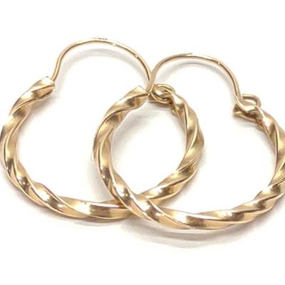 Sale Photo Thumbnail #158: 14K Yellow Gold Twist Hoop Earrings (17mm wide)