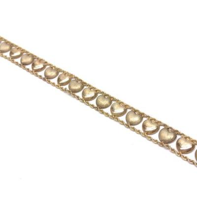 Sale Photo Thumbnail #77: 10K Yellow Gold Heart Link Bracelet (7" Long)
