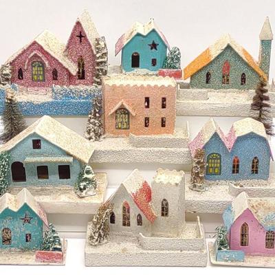 Sale Photo Thumbnail #516: 9 Vintage Putz Japan Christmas Village Houses