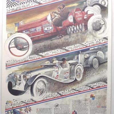 Sale Photo Thumbnail #469: 1991 Signed Great American Race Poster 23.5x33.5"