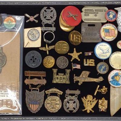 Sale Photo Thumbnail #240: 45 Early Military, BSA, Rescue Pins & Metals