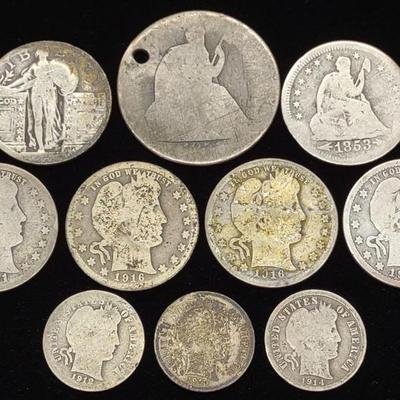 Sale Photo Thumbnail #153: (10) 90% Silver US Coins (Barber & Liberty)
