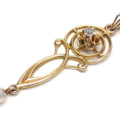 Sale Photo Thumbnail #200: Victorian 10K Gold Diamond Lavalier Pendant