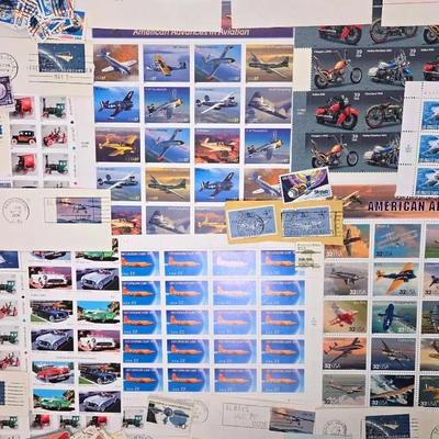 Planes, Automobiles, and Space Shuttle Stamp Collection 