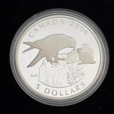 2006 Canada Peregrine Falcon $5 Silver Proof Coin .999 Silver and Stamp Set with COA