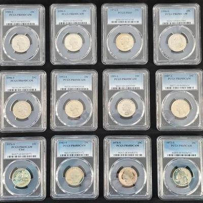 12 PCGS Graded Proof Washington Quarters