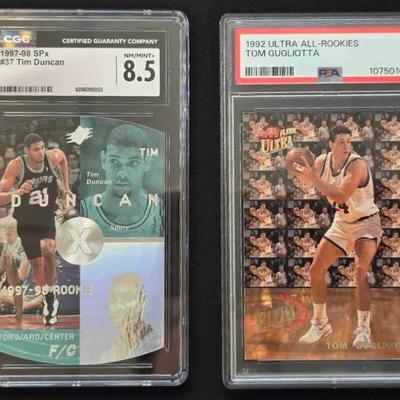 CGC 1997-98 Tim Duncan SPX Silver 8.5 Graded Rookie Card and PSA Tom Gugliotta Rookie Card