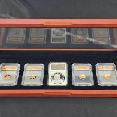 2009 Lincoln Silver PF-70 UNC NGC Perfect with 4 2009 Proof Lincoln Cent ICG PR-69 DCAM, Set in Case