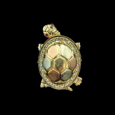 14K Tri-Tone Gold Turtle Ring, NAGL #1213302
