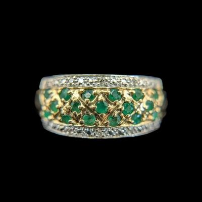 14K Yellow Gold Emerald & Diamond Ring, NAGL #1210272
