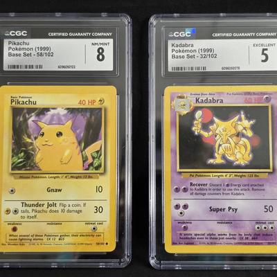 CGC Pokémon Pikachu and Kadabra Base Set 1999