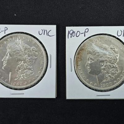 1900-P and 1902-P, Uncirculated Silver Morgan Dollars