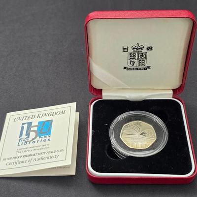 Great Britain/United Kingdom 50 Pence Silver Piedfort Proof with COA, Royal Mint