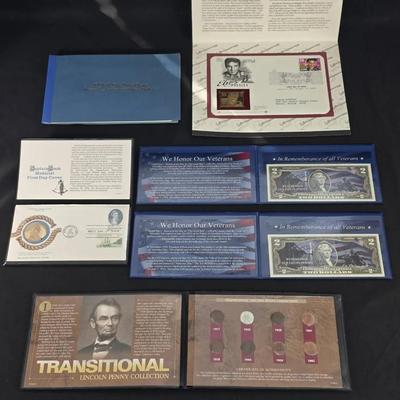 2 $2.00 Honor Our Veterans Notes, Elvis Gold Stamp and Other Sets