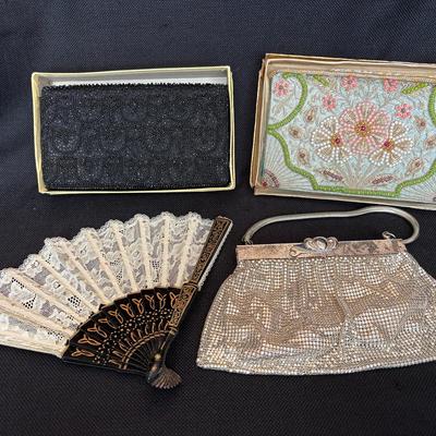 Vintage Beaded Purses & Fan